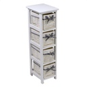 Mobiletto hilary cassettiera bianco 4 cassetti cm 22x28h81