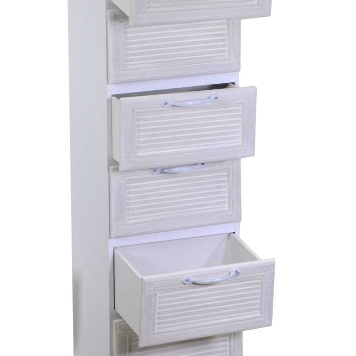 Mobiletto legno liverpool 7 cassetti bianco cm 29x23h109