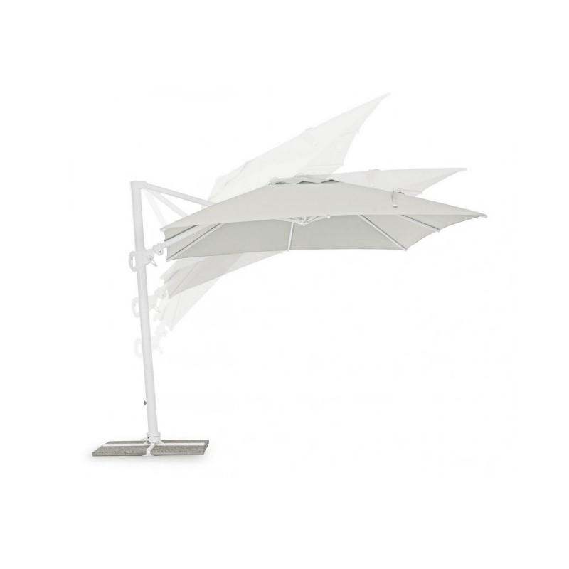 Ombrellone Eden con braccio bianco-legno naturale 3x3 m iperbriko