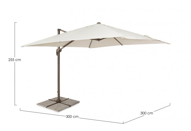Ombrellone da giardino con braccio Grigio/Beige DALLAS 300x300x h255 cm