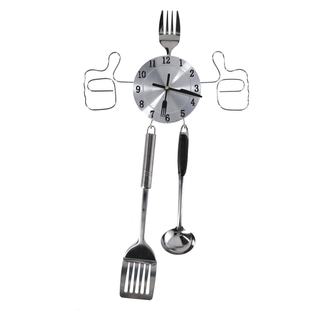 Orologio metallo posate argento cm 58x33