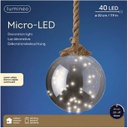 Pallina di Natale Luminosa in Vetro Fumè con Micro Led - 20 cm
