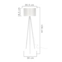 (2c) Lampada a piantana treppiedi in legno e tessuto Bianco RODI 36x h136 cm