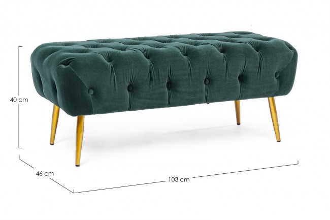Panca Giacinta effetto velluto verde 103x46x40h cm