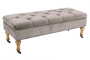 Panca contenitore beige in velluto stile classico