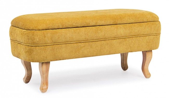 Panca contenitore chenille ocra apribile cm 102