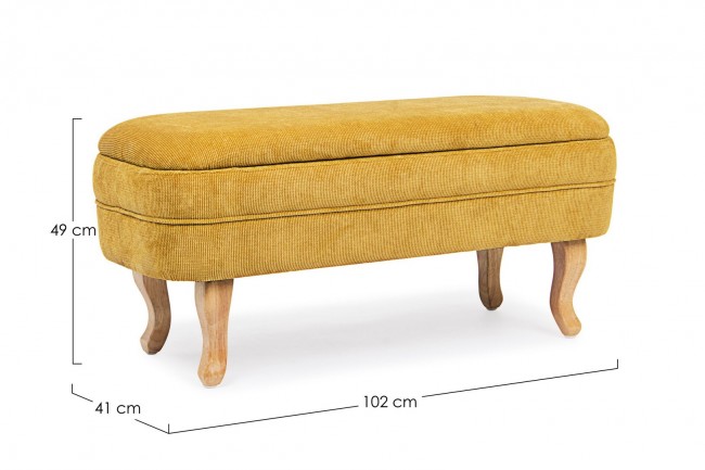 Panca contenitore chenille ocra apribile cm 102