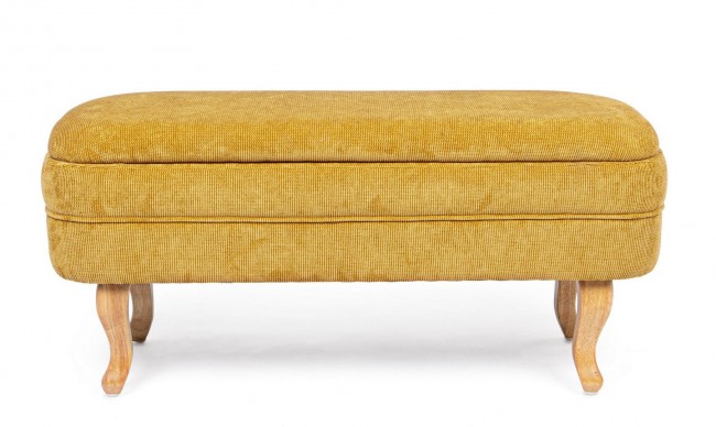Panca contenitore chenille ocra apribile cm 102