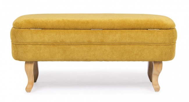 Panca contenitore chenille ocra apribile cm 102