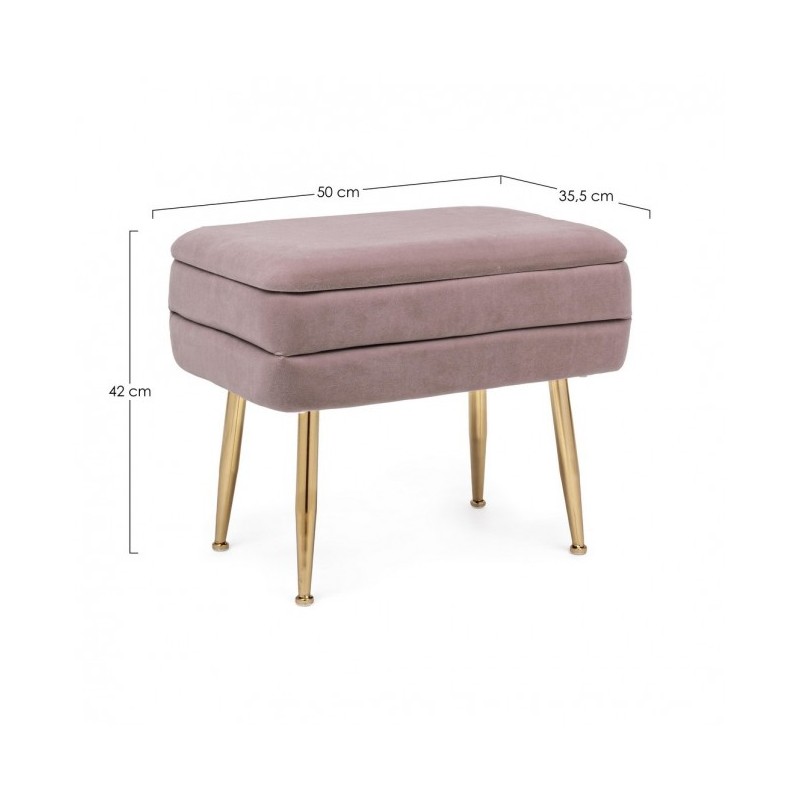 Panca contenitore rosa con piedi cm 50 x 34.5 x 42h