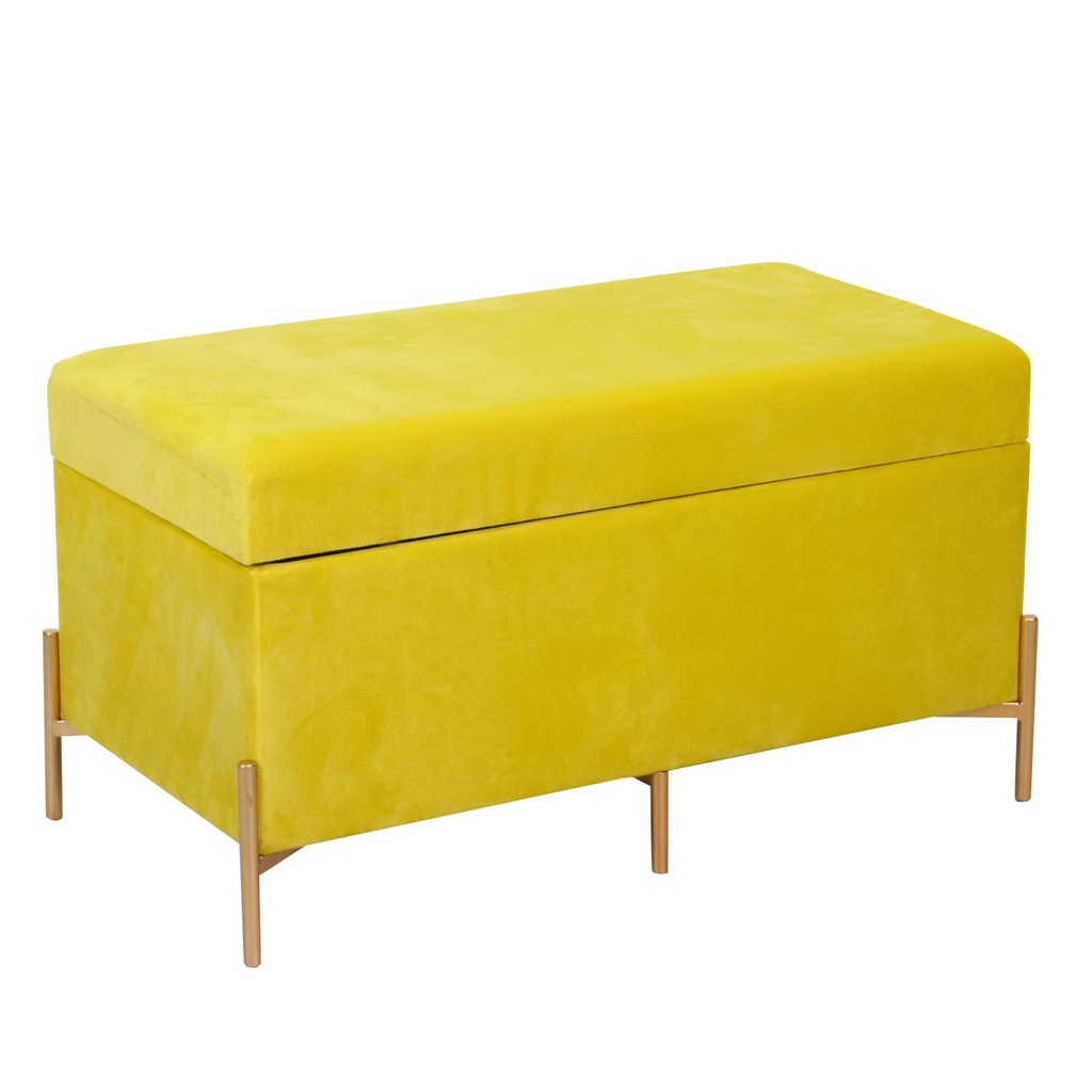 Panca contenitore velluto giallo cm 78x40h45