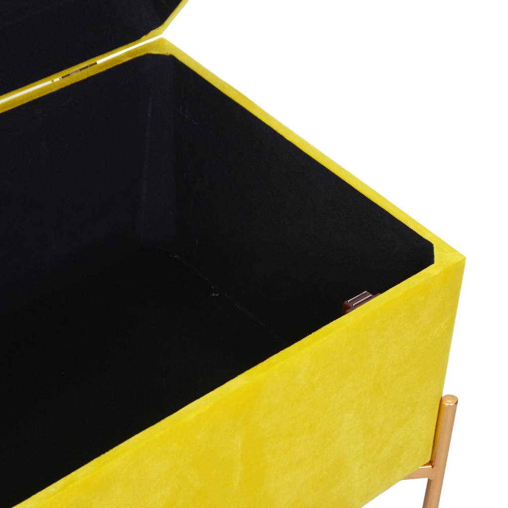 Panca contenitore velluto giallo cm 78x40h45