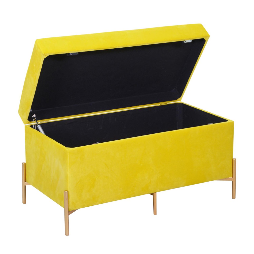 Panca contenitore velluto giallo cm 78x40h45
