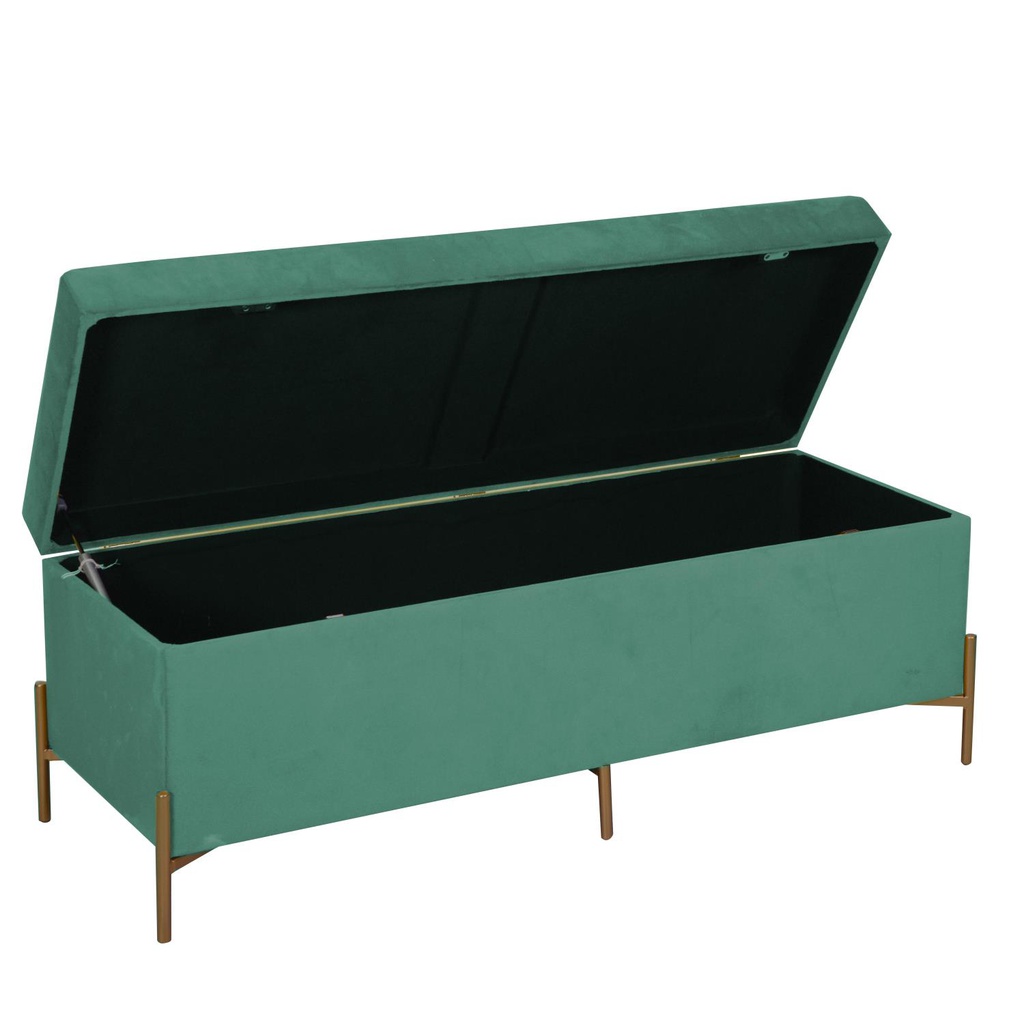 Panca contenitore velluto verde salvia cm 115x40h45