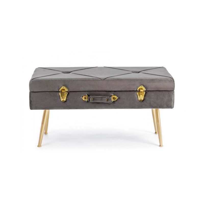 Panca in velluto con contenitore Grigio POLINA 80x34x h42 cm