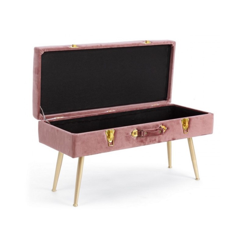 Panca in velluto con contenitore Rosa Antico POLINA 80x34x h42 cm