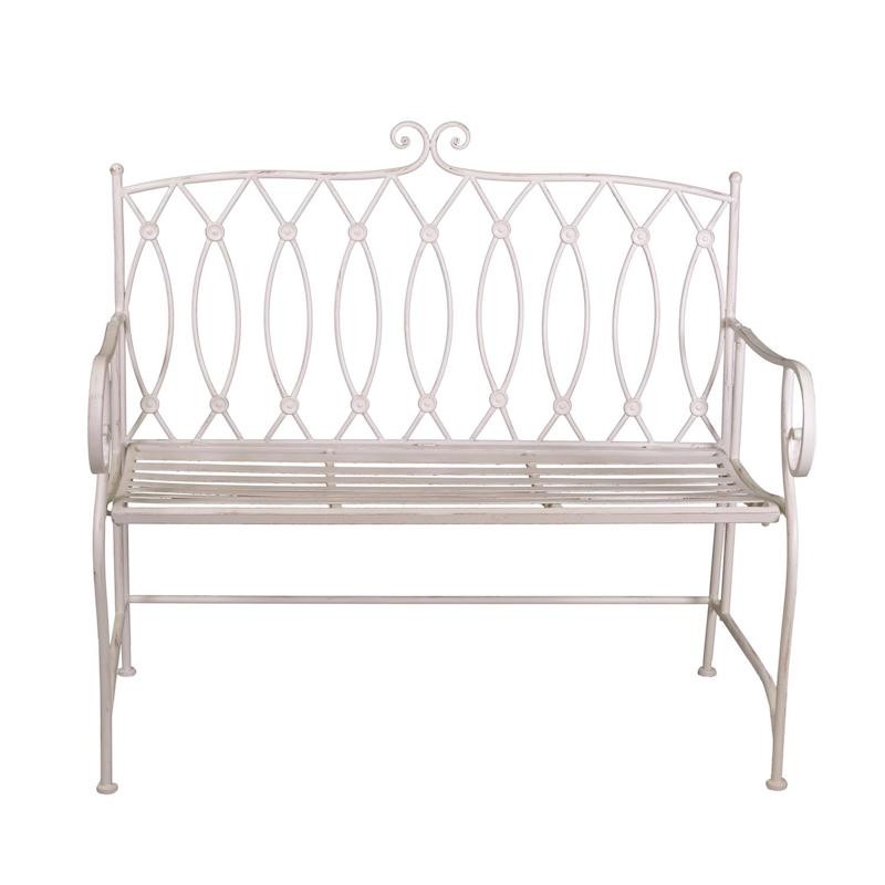 Panchina metallo Ragusa avorio cm104x55h95,5