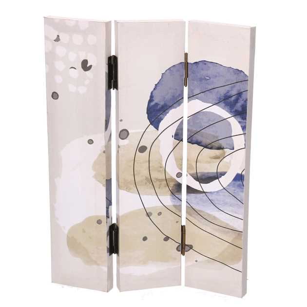 Paravento stampa cerchi bianco blu 3 ante rettangolare cm 120,6x2,5xh180,6x2,5xh180
