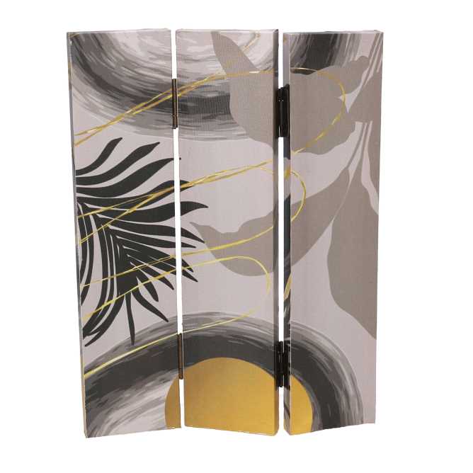 Paravento stampa foglie noce oro 3 ante rettangolare cm 120,6x2,5xh180,6x2,5xh180