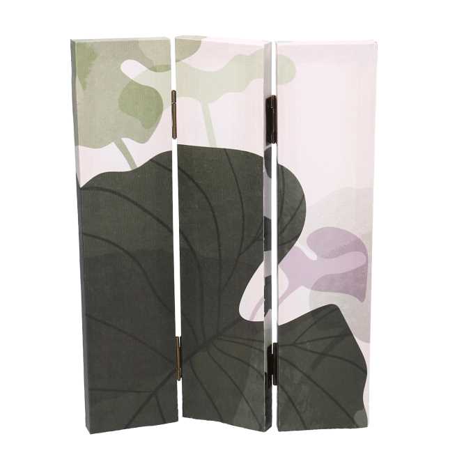 Paravento stampa foglie verde 3 ante rettangolare cm 120,6x2,5xh180,6x2,5xh180