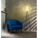 Lampada da terra a Led paralume in acciaio ottone lucido 50x50xh.150 cm