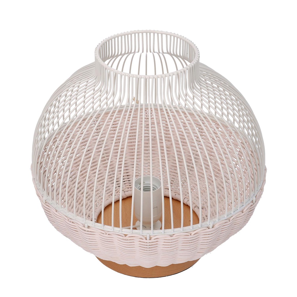 Lampada rattan bianco con attacco cmø30
