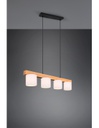 Lampadario Sospensione Legno 4 Paralumi Bianchi Cameron Trio Lighting