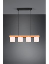 Lampadario Sospensione Legno 4 Paralumi Bianchi Cameron Trio Lighting