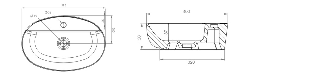 Lavabo D'Appoggio Mod. La63 Cm 60 X 40
