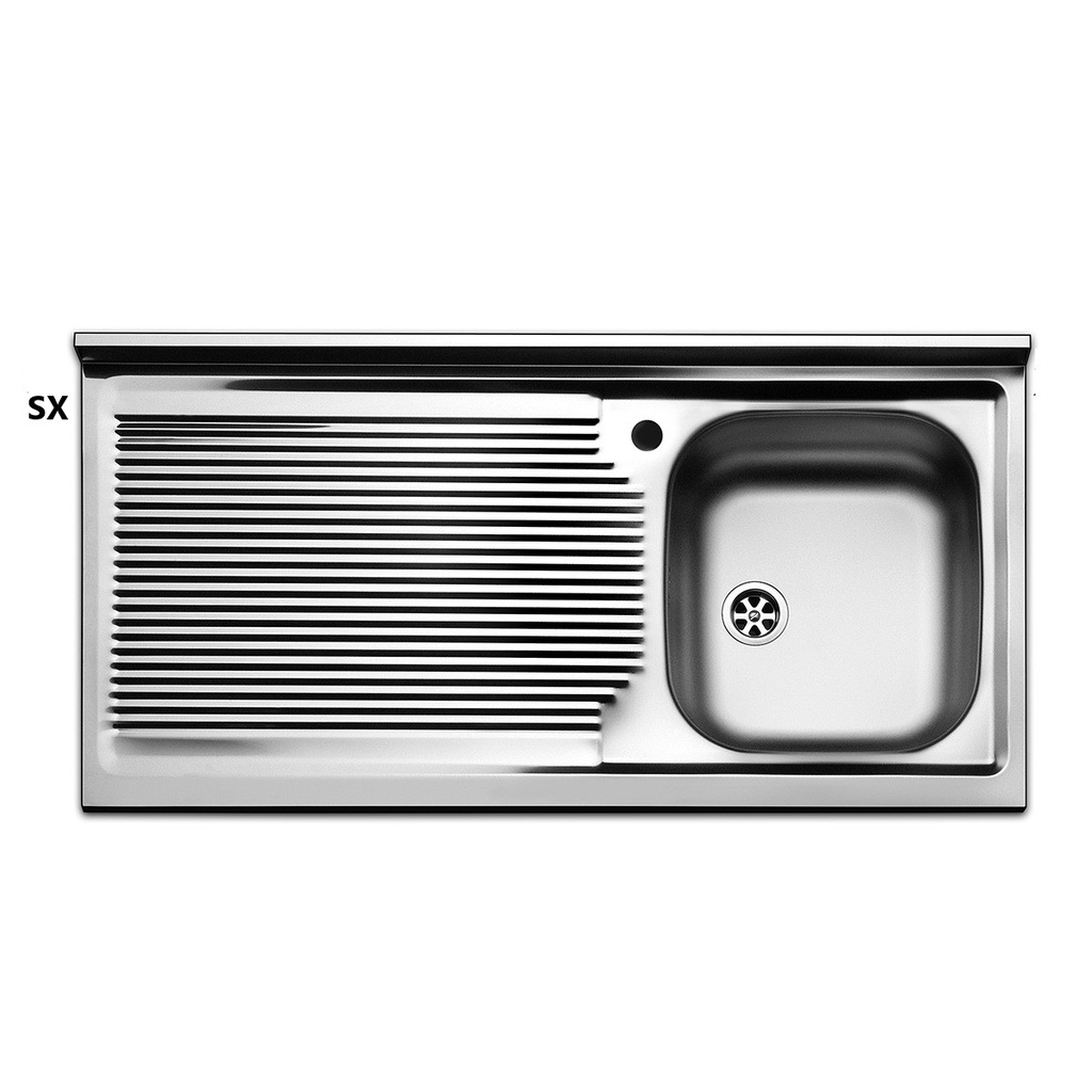 Lavello appoggio acciaio inox 1 vasca cm 100 con gocciolatoio sx