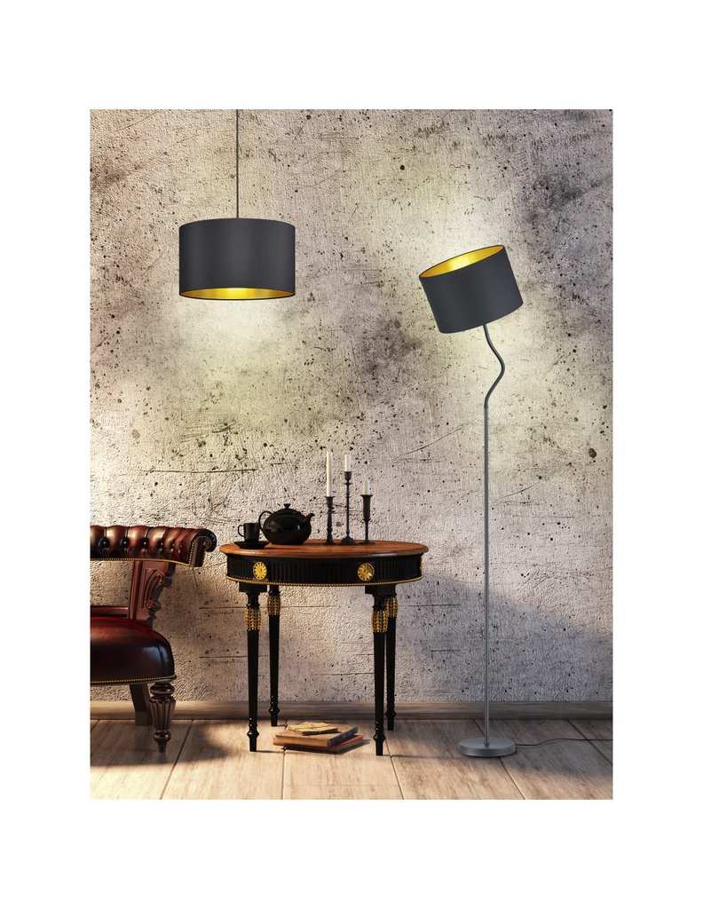 Piantana Hostel Metallo Nero-Oro Paralume Orientabile H156 cm Trio Lighting