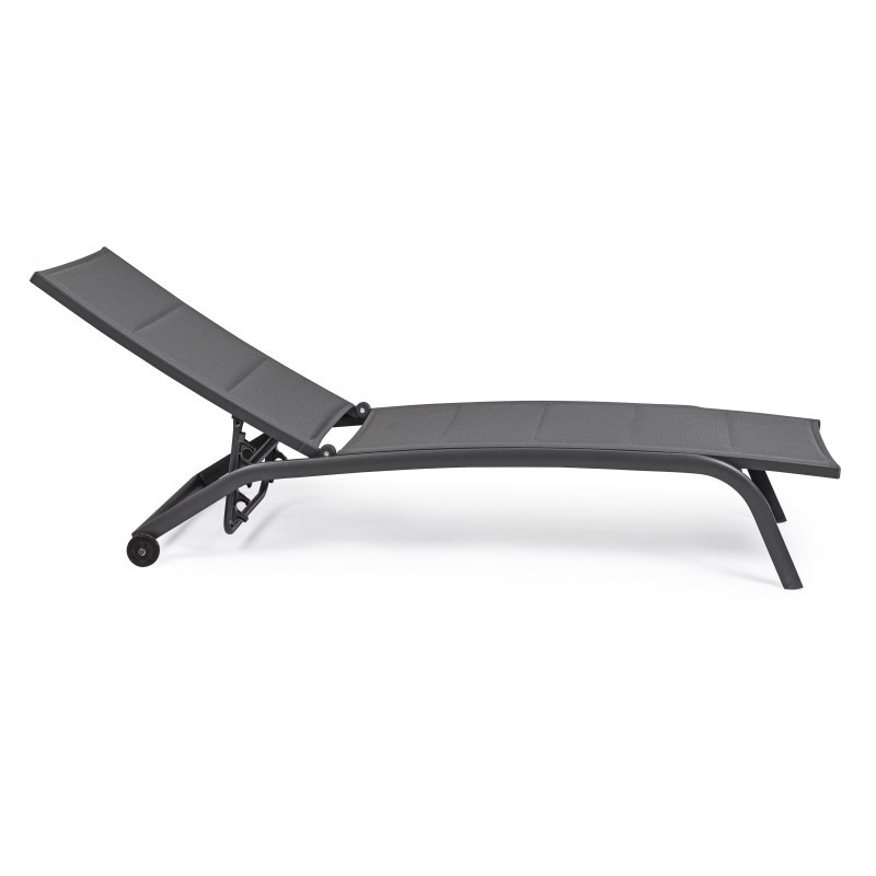 Lettino da giardino in alluminio con ruote Antracite CLEOPAS 61x192x h96 cm