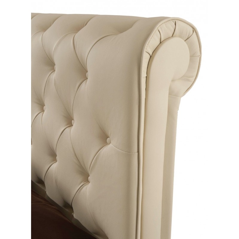 Letto matrimoniale c- contenitore in ecopelle Crema 180x223xh.120 cm