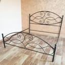 Letto matrimoniale in ferro battuto con pediera Nero Argento NARCISO 170x202x h131,5 cm