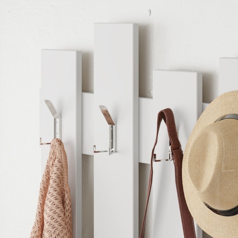 Appendiabiti a muro bianco con 8 ganci Wave 64xh.81 cm(WAVEBI)