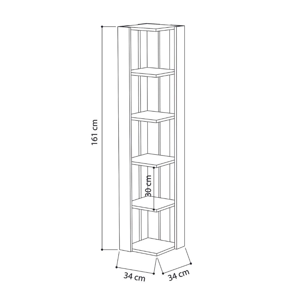 Libreria Angolare 5 Ripiani Light Mocha 34x34x161 cm