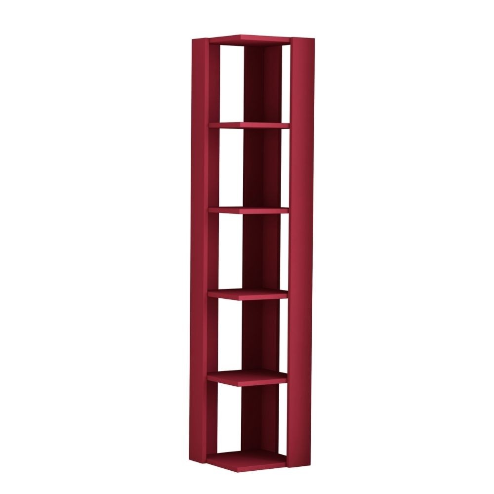 Libreria angolare Nati bordeaux 5 ripiani