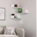 Libreria angolare a parete con 3 livelli bianca H 90 x P 22 x L 60 cm