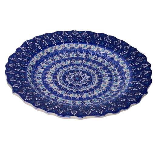Piatto decorativo ceramica blu cm ø25h3