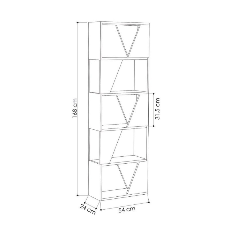 Libreria antracite 5 ripiani Frame 54xx24xh.168 cm