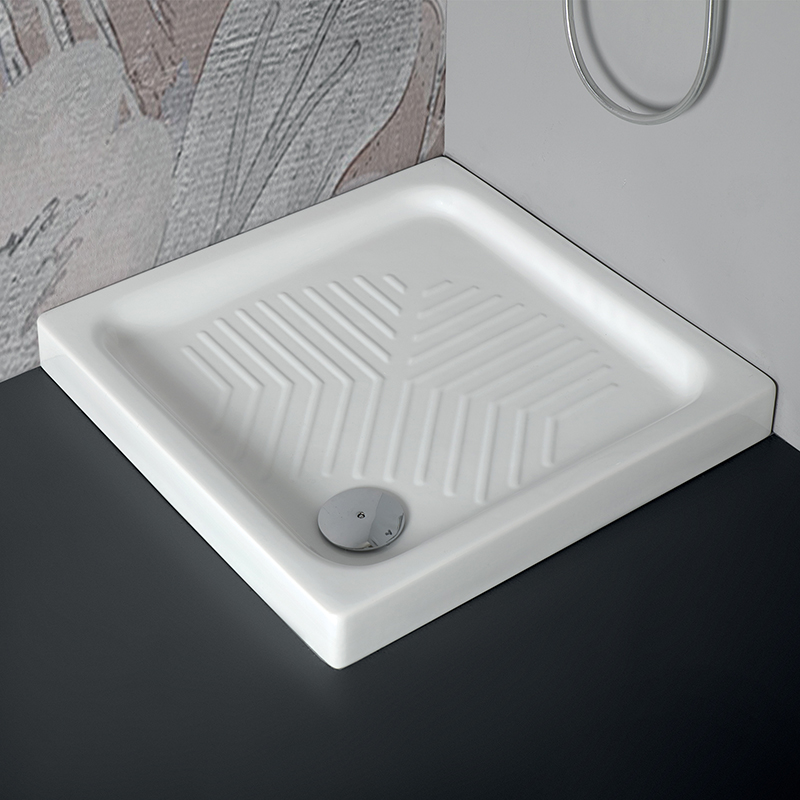 Piatto doccia quadrato in ceramica, 80x80 cm, 10 cm di altezza