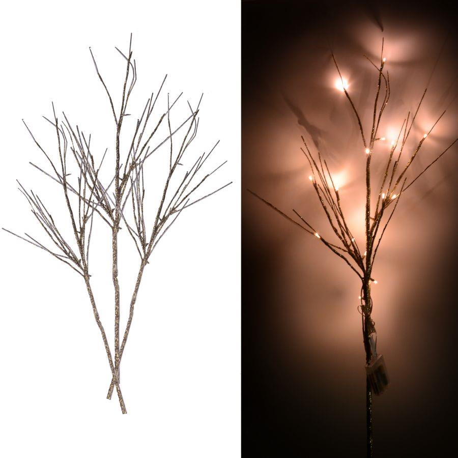 Luce rami glitter oro argento 72 led bianco caldo cm40x40h100 aliment. fissa