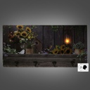 Appendino legno 4 posti con led girasoli cm 60x30x1