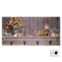 Appendino legno 4 posti con led girasoli cm 60x30x1