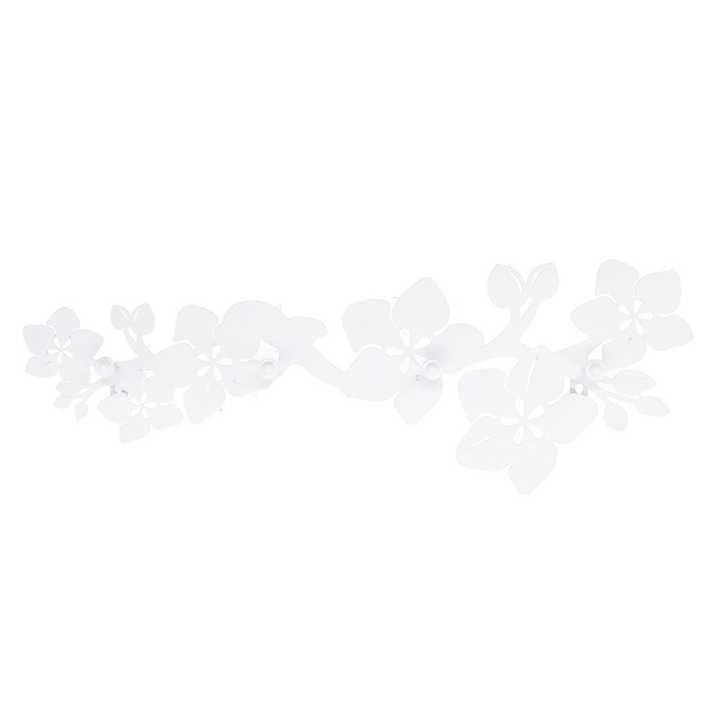 Appendino metallo 4 posti fiori bianco cm 60x20