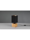 Lumetto Quadrato Woody Base Legno Paralume Tessuto Nero Trio Lighting