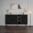 Madia Clara Bendir dark coffe 3 ante effetto marmo nero 142x35,5x83h EFFEZ