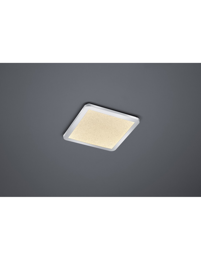Plafoniera Quadrata Cesar Led Dimmerabile Cromo IP44 30x30 cm Trio Lighting