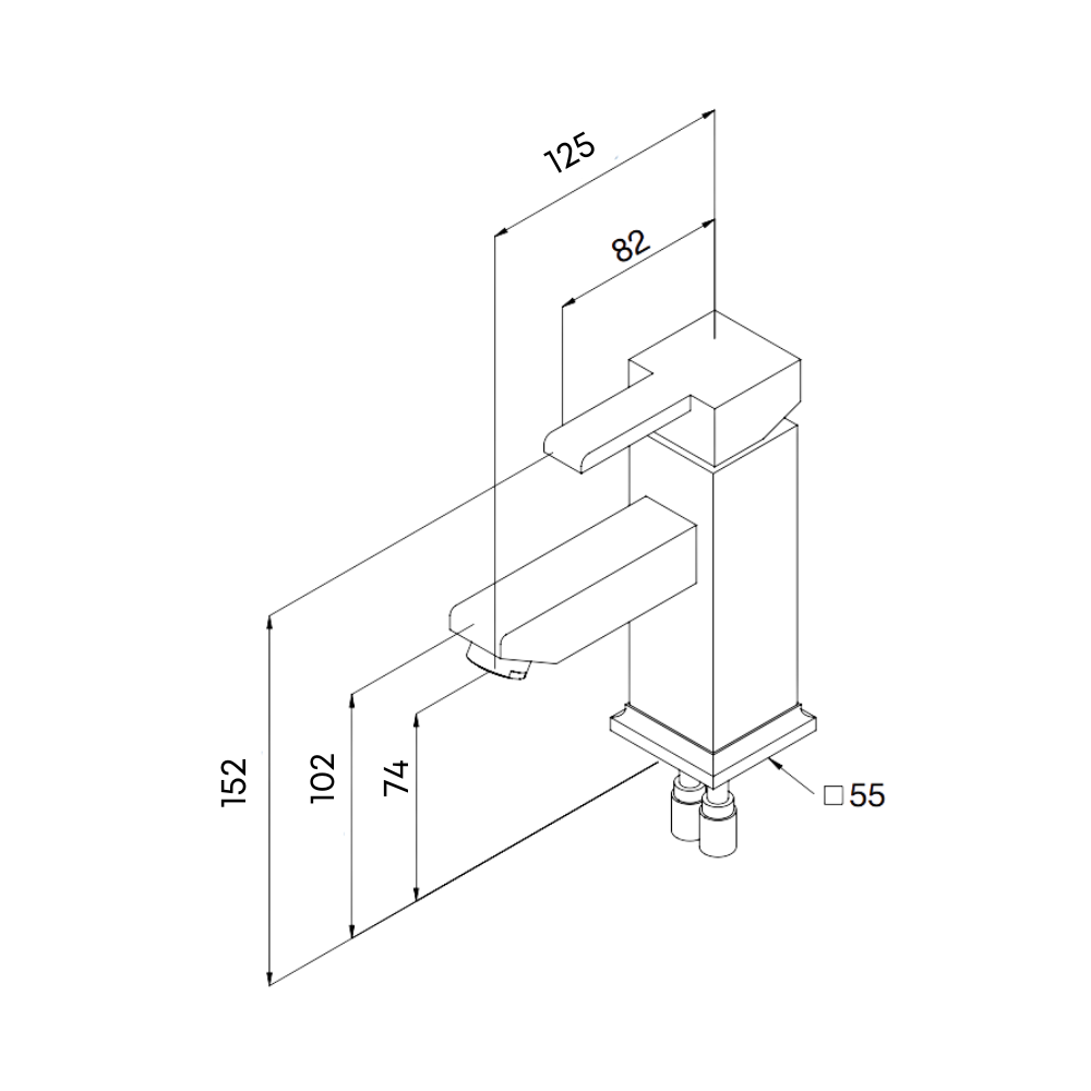 Miscelatore Bagno Quadra Lavabo Cromato 16.9 cm, 15 cm