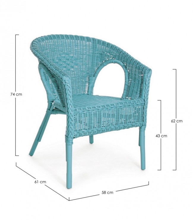 Poltrona Alliss blu in rattan 